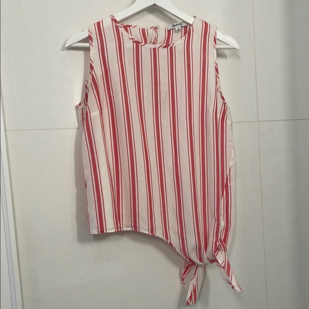 Madewell - Striped Sleeveless Top with Tie Hem -  Medium